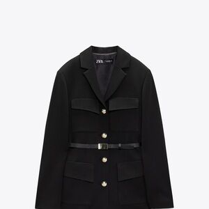 Zara Black Women's belted blazer